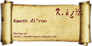 Kmeth Áron névjegykártya